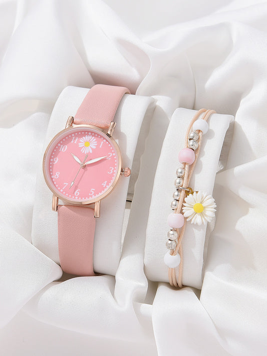 Montre marguerites + gourmette